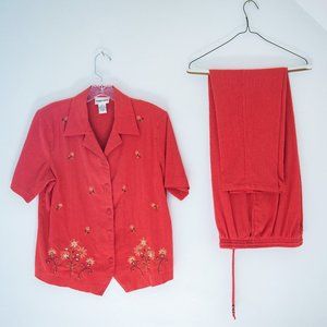 Vintage Women's Alfred Dunner Pantsuit Size 10 Color Spanish Orange